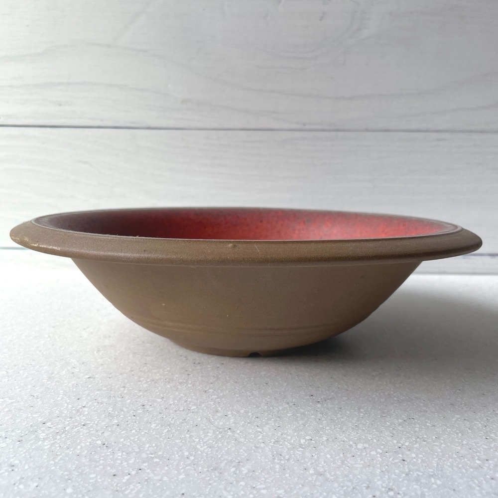 MCM Vintage Haeger Pottery 8237 USA Red Lava Glaze Brown Matte Serving Bowl